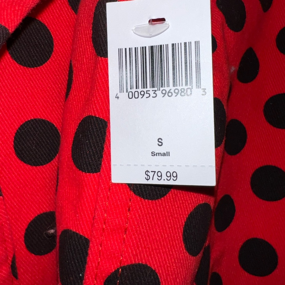 Disney Parks Minnie Mouse Red Polka Dot Denim Jacket - Picture 2 of 5